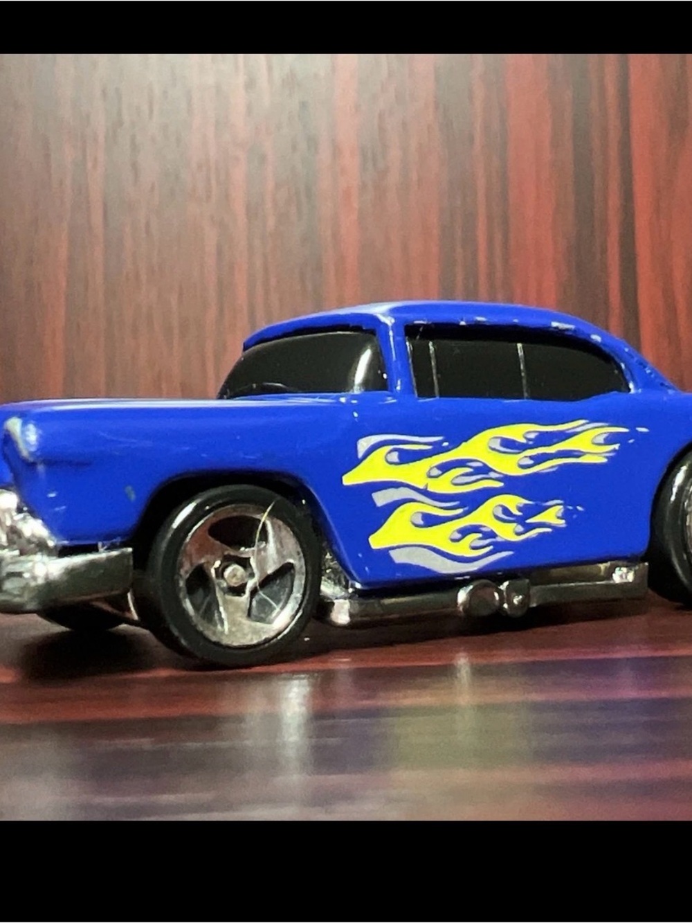 Blue Die-Cast Toy Car with Yellow Flame Decals - Kids Toys hot wheels